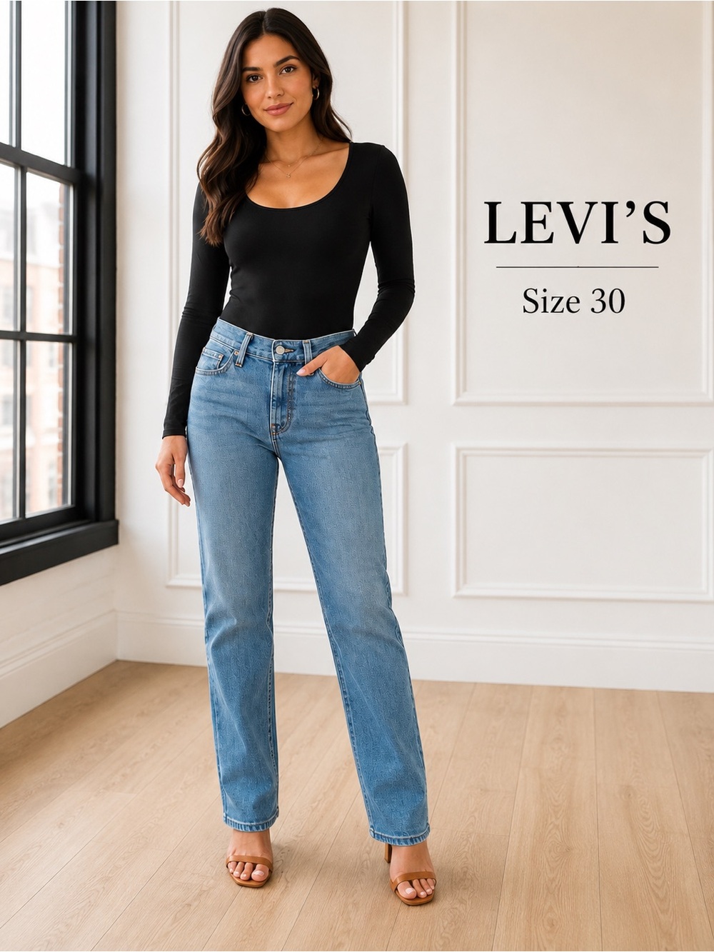 Levi’s Slimming Straight Jeans Size 30 Light Wash Stretch Denim